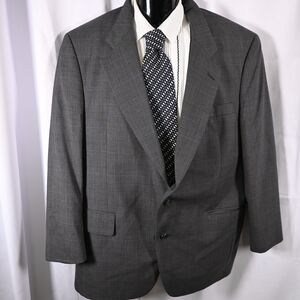 Jos A Bank Mens 44R Gray Glen Check 2-Button Single Vent Wool Sports Coat Blazer